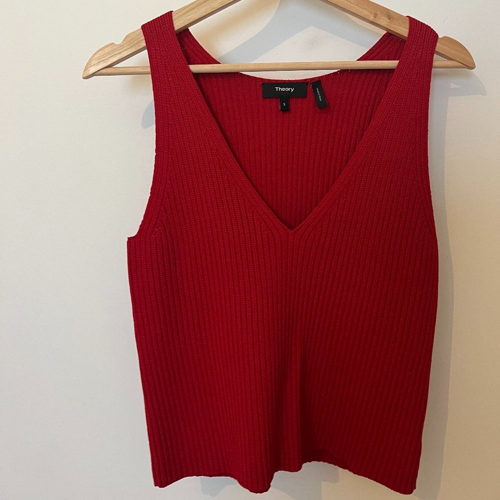Theory Ribbed Red Tank Top
